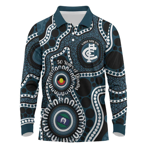 Carlton NAIDOC Week 2026 Personalised Long Sleeve Polo Shirt 50 Years of Deadly Aboriginal Art