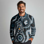 Carlton NAIDOC Week 2026 Personalised Long Sleeve Polo Shirt 50 Years of Deadly Aboriginal Art