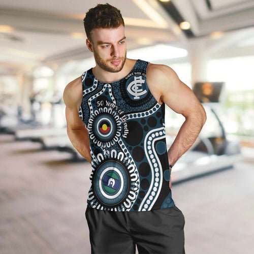 Carlton NAIDOC Week 2026 Personalised Men Tank Top 50 Years of Deadly Aboriginal Art