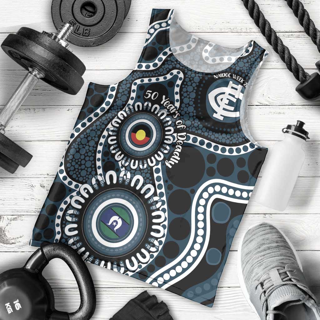 Carlton NAIDOC Week 2026 Personalised Men Tank Top 50 Years of Deadly Aboriginal Art