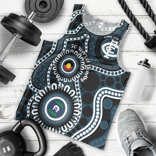 Carlton NAIDOC Week 2026 Personalised Men Tank Top 50 Years of Deadly Aboriginal Art