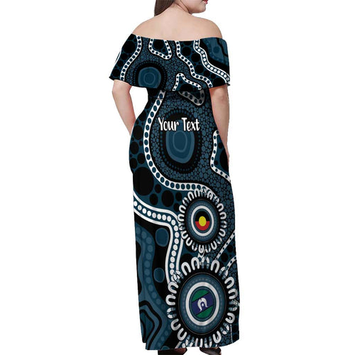 Carlton NAIDOC Week 2026 Personalised Off Shoulder Maxi Dress 50 Years of Deadly Aboriginal Art