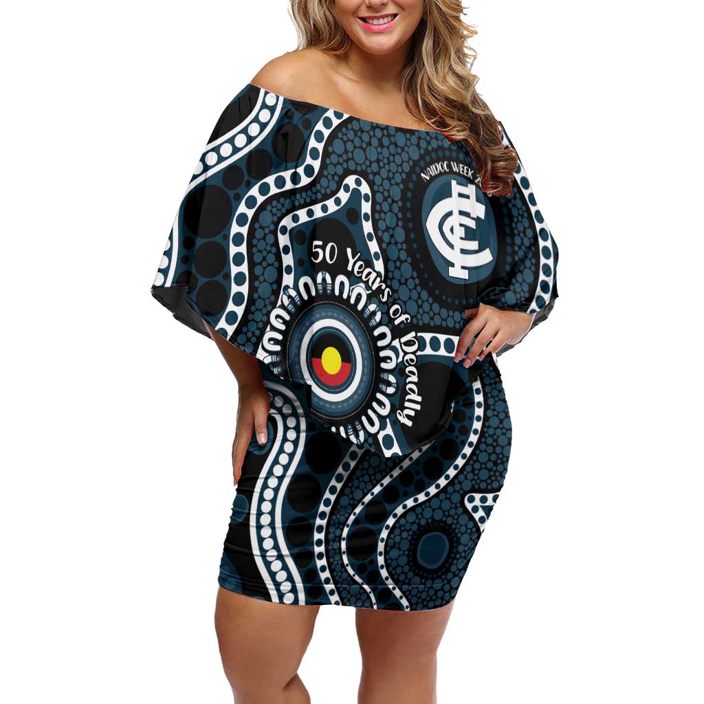 Carlton NAIDOC Week 2026 Personalised Off Shoulder Short Dress 50 Years of Deadly Aboriginal Art