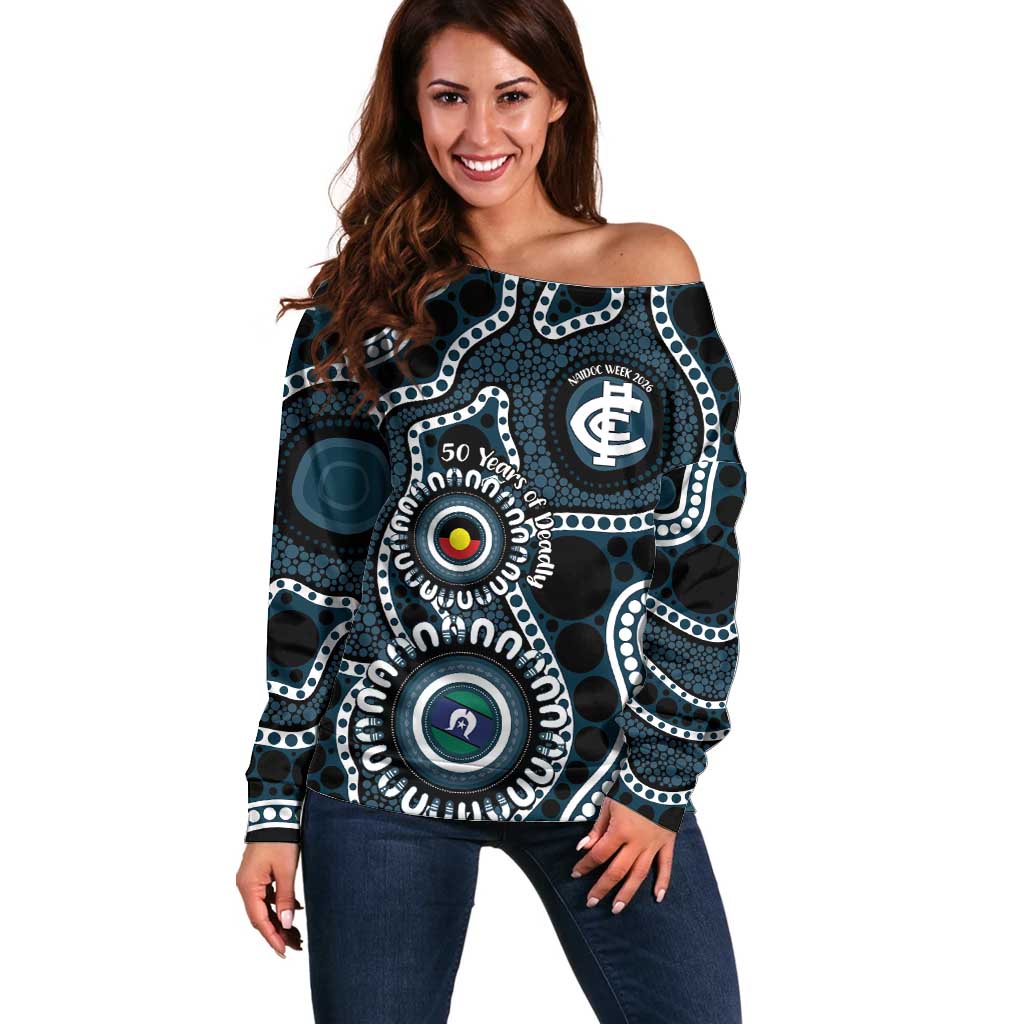 Carlton NAIDOC Week 2026 Personalised Off Shoulder Sweater 50 Years of Deadly Aboriginal Art