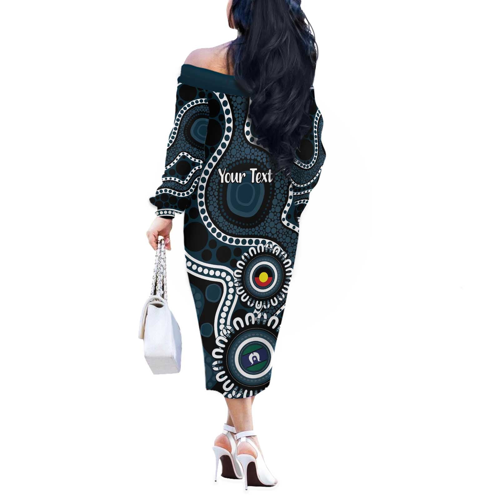 Carlton NAIDOC Week 2026 Personalised Off The Shoulder Long Sleeve Dress 50 Years of Deadly Aboriginal Art
