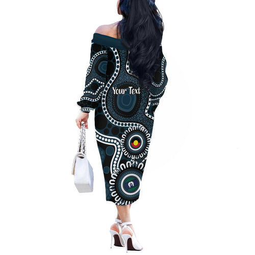 Carlton NAIDOC Week 2026 Personalised Off The Shoulder Long Sleeve Dress 50 Years of Deadly Aboriginal Art