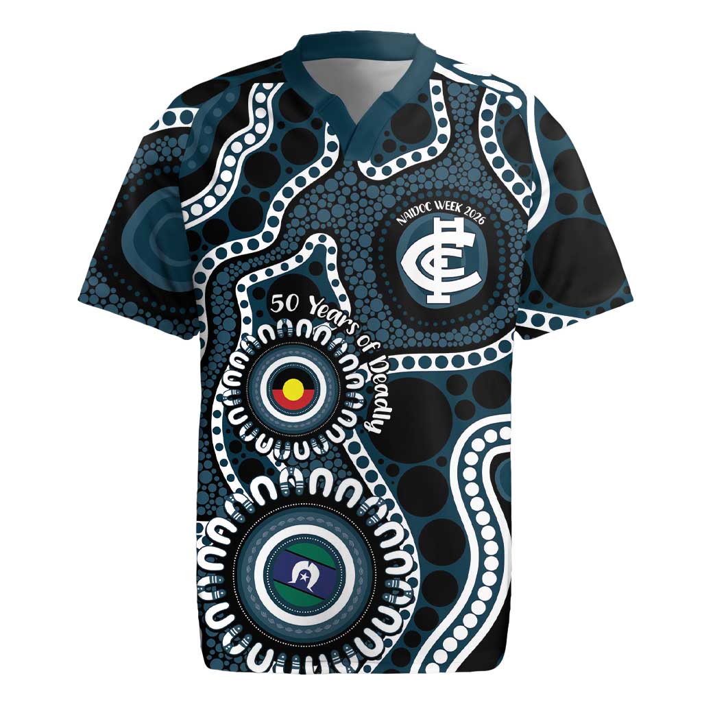 Carlton NAIDOC Week 2026 Personalised Rugby Jersey 50 Years of Deadly Aboriginal Art