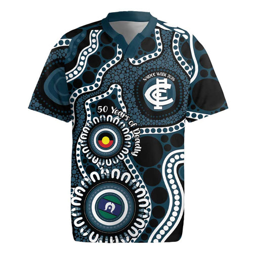 Carlton NAIDOC Week 2026 Personalised Rugby Jersey 50 Years of Deadly Aboriginal Art