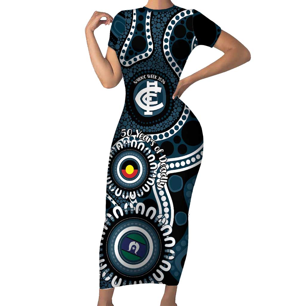 Carlton NAIDOC Week 2026 Personalised Short Sleeve Bodycon Dress 50 Years of Deadly Aboriginal Art