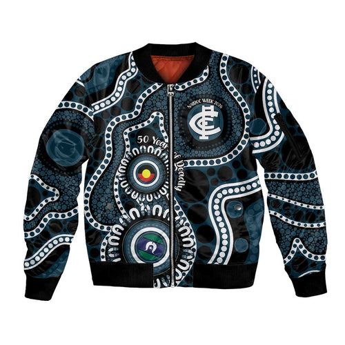 Carlton NAIDOC Week 2026 Personalised Sleeve Zip Bomber Jacket 50 Years of Deadly Aboriginal Art