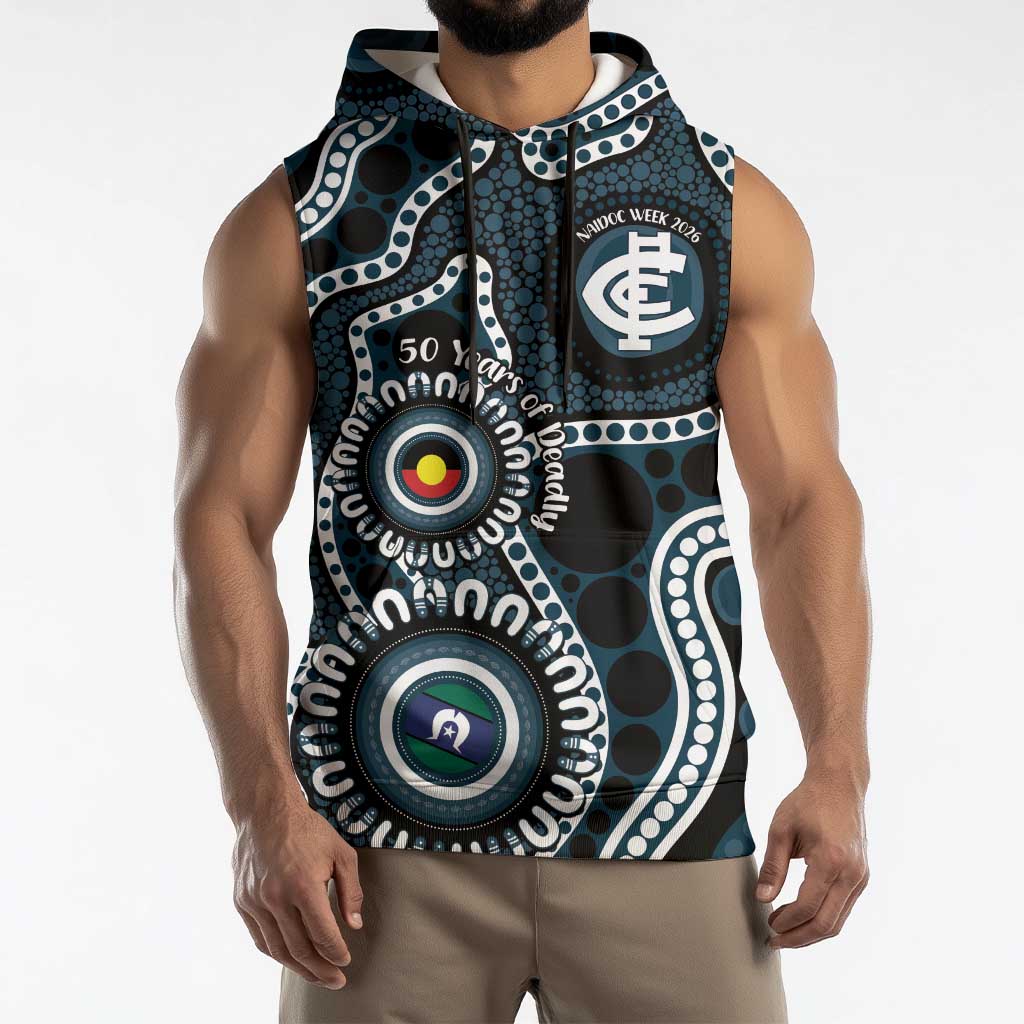 Carlton NAIDOC Week 2026 Personalised Sleeveless Hoodie 50 Years of Deadly Aboriginal Art