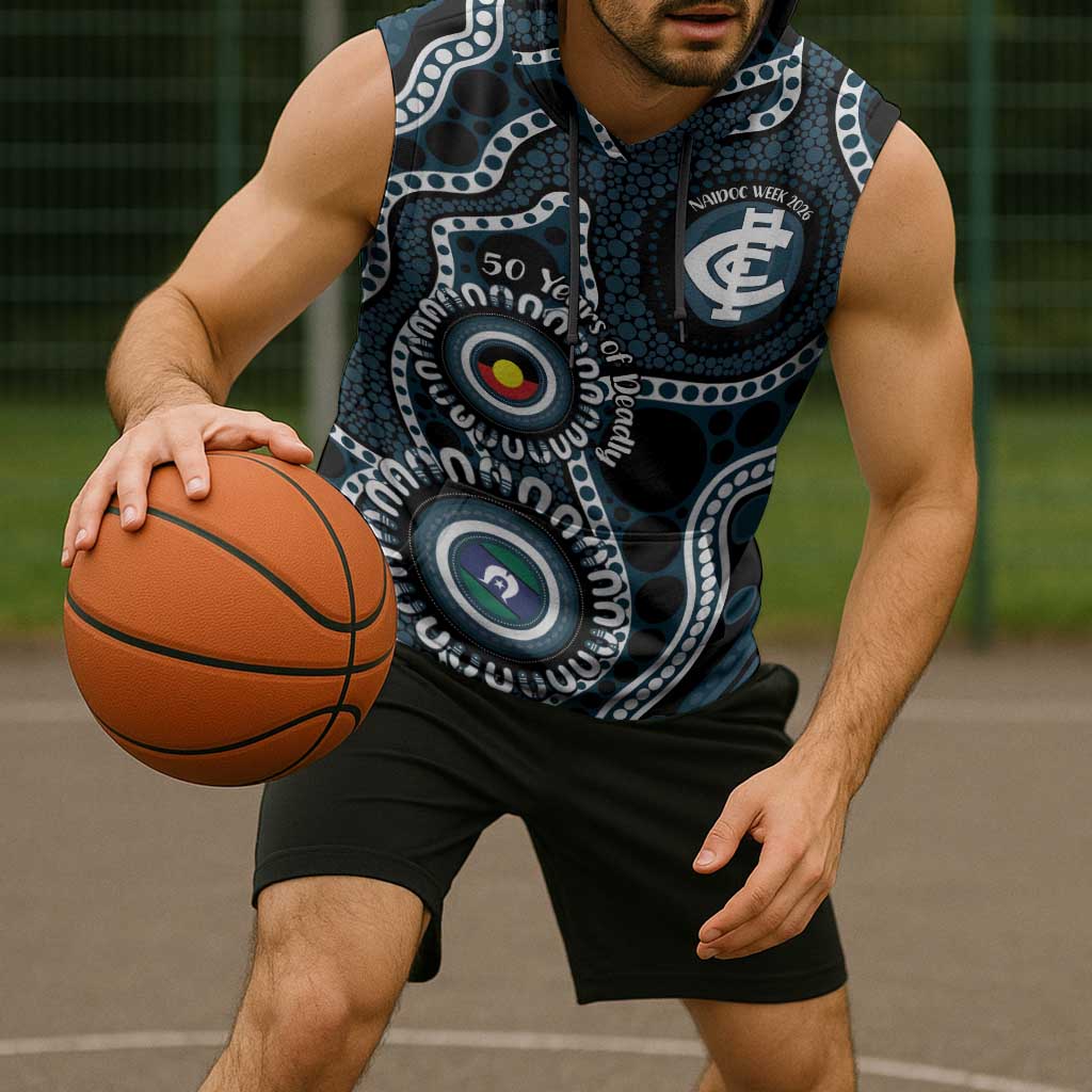 Carlton NAIDOC Week 2026 Personalised Sleeveless Hoodie 50 Years of Deadly Aboriginal Art