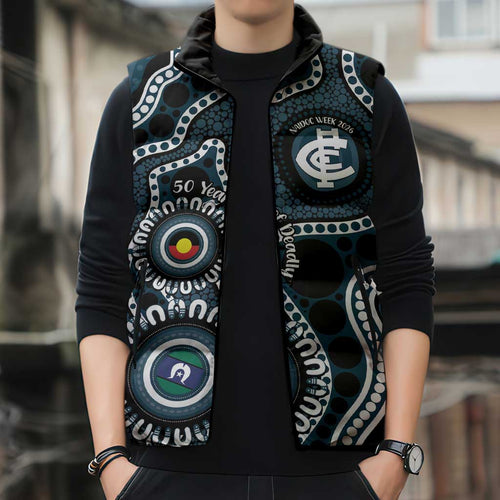 Carlton NAIDOC Week 2026 Personalised Sleeveless Puffer Jacket 50 Years of Deadly Aboriginal Art
