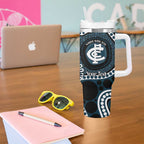Carlton NAIDOC Week 2026 Personalised Tumbler With Handle 50 Years of Deadly Aboriginal Art