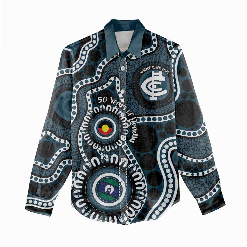 Carlton NAIDOC Week 2026 Personalised Women Casual Shirt 50 Years of Deadly Aboriginal Art