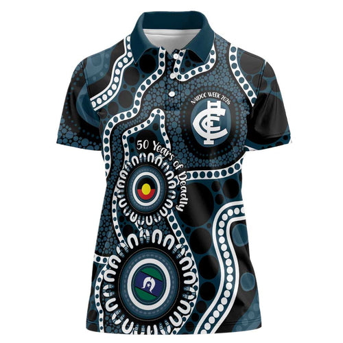 Carlton NAIDOC Week 2026 Personalised Women Polo Shirt 50 Years of Deadly Aboriginal Art