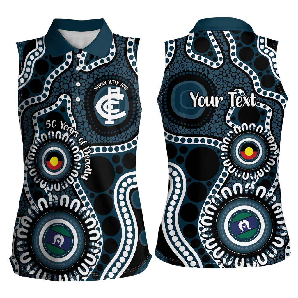 Carlton NAIDOC Week 2026 Personalised Women Sleeveless Polo Shirt 50 Years of Deadly Aboriginal Art