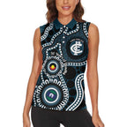 Carlton NAIDOC Week 2026 Personalised Women Sleeveless Polo Shirt 50 Years of Deadly Aboriginal Art