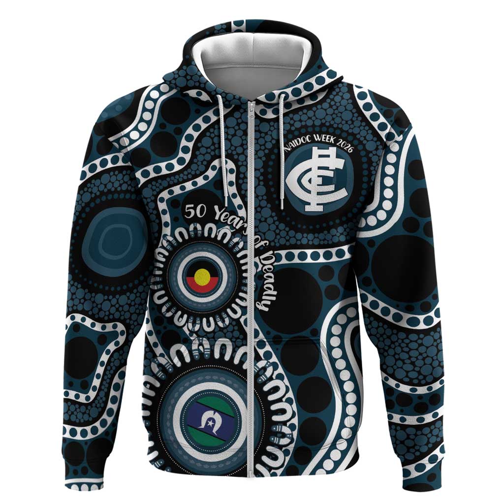Carlton NAIDOC Week 2026 Personalised Zip Hoodie 50 Years of Deadly Aboriginal Art