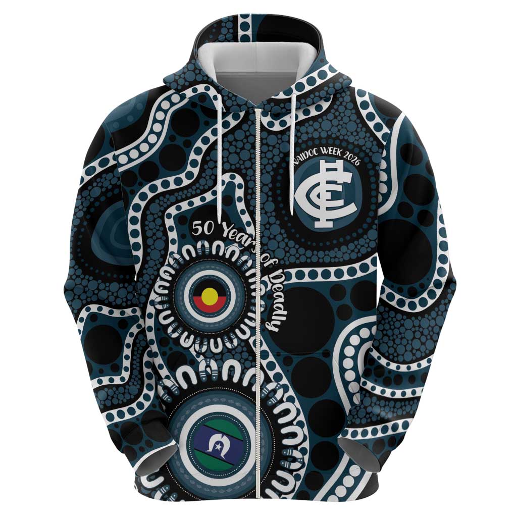 Carlton NAIDOC Week 2026 Personalised Zip Hoodie 50 Years of Deadly Aboriginal Art