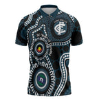 Carlton NAIDOC Week 2026 Personalised Zipper Polo Shirt 50 Years of Deadly Aboriginal Art