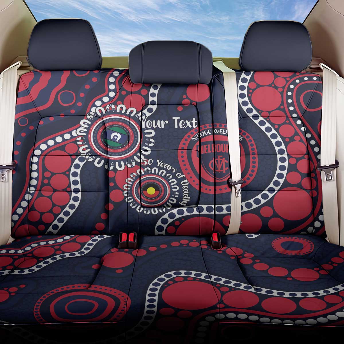 Melbourne NAIDOC Week 2026 Personalised Back Car Seat Cover 50 Years of Deadly Aboriginal Art
