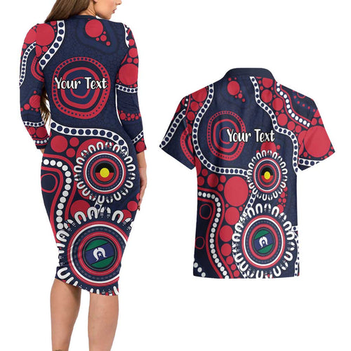Melbourne NAIDOC Week 2026 Personalised Couples Matching Long Sleeve Bodycon Dress and Hawaiian Shirt 50 Years of Deadly Aboriginal Art