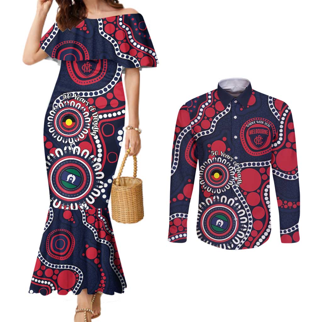 Melbourne NAIDOC Week 2026 Personalised Couples Matching Mermaid Dress and Long Sleeve Button Shirt 50 Years of Deadly Aboriginal Art