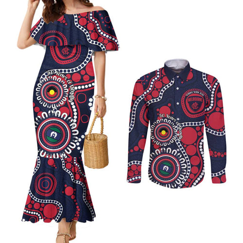 Melbourne NAIDOC Week 2026 Personalised Couples Matching Mermaid Dress and Long Sleeve Button Shirt 50 Years of Deadly Aboriginal Art