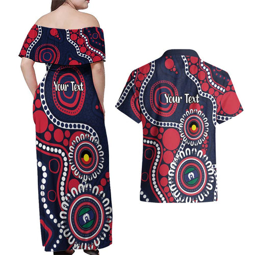 Melbourne NAIDOC Week 2026 Personalised Couples Matching Off Shoulder Maxi Dress and Hawaiian Shirt 50 Years of Deadly Aboriginal Art