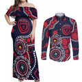 Melbourne NAIDOC Week 2026 Personalised Couples Matching Off Shoulder Maxi Dress and Long Sleeve Button Shirt 50 Years of Deadly Aboriginal Art