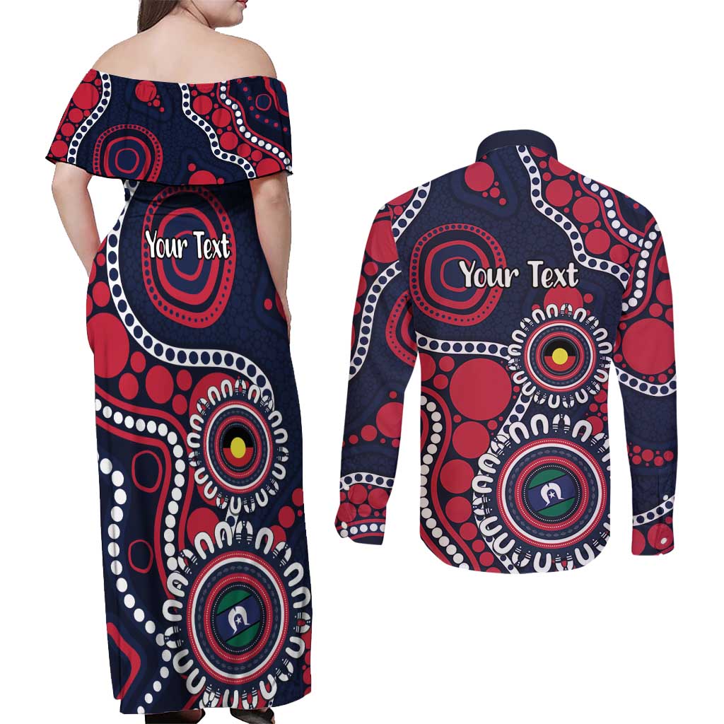 Melbourne NAIDOC Week 2026 Personalised Couples Matching Off Shoulder Maxi Dress and Long Sleeve Button Shirt 50 Years of Deadly Aboriginal Art
