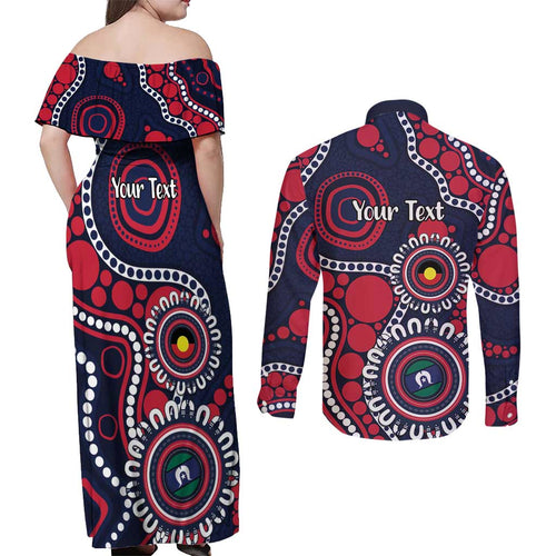 Melbourne NAIDOC Week 2026 Personalised Couples Matching Off Shoulder Maxi Dress and Long Sleeve Button Shirt 50 Years of Deadly Aboriginal Art