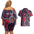 Melbourne NAIDOC Week 2026 Personalised Couples Matching Off Shoulder Short Dress and Hawaiian Shirt 50 Years of Deadly Aboriginal Art
