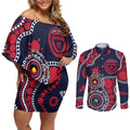 Melbourne NAIDOC Week 2026 Personalised Couples Matching Off Shoulder Short Dress and Long Sleeve Button Shirt 50 Years of Deadly Aboriginal Art