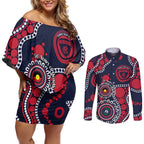 Melbourne NAIDOC Week 2026 Personalised Couples Matching Off Shoulder Short Dress and Long Sleeve Button Shirt 50 Years of Deadly Aboriginal Art