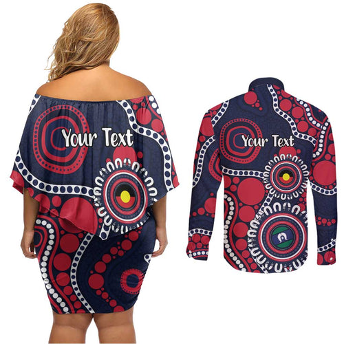 Melbourne NAIDOC Week 2026 Personalised Couples Matching Off Shoulder Short Dress and Long Sleeve Button Shirt 50 Years of Deadly Aboriginal Art