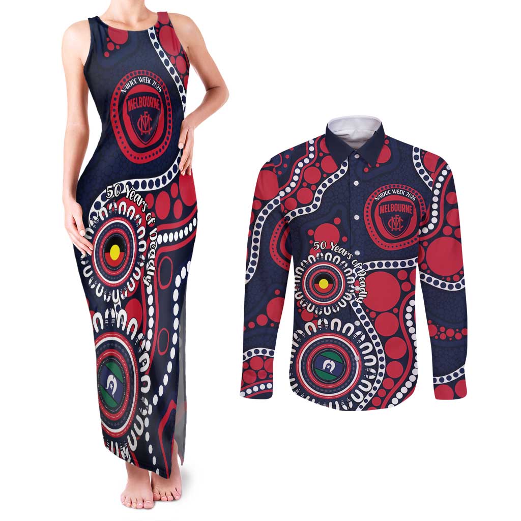 Melbourne NAIDOC Week 2026 Personalised Couples Matching Tank Maxi Dress and Long Sleeve Button Shirt 50 Years of Deadly Aboriginal Art