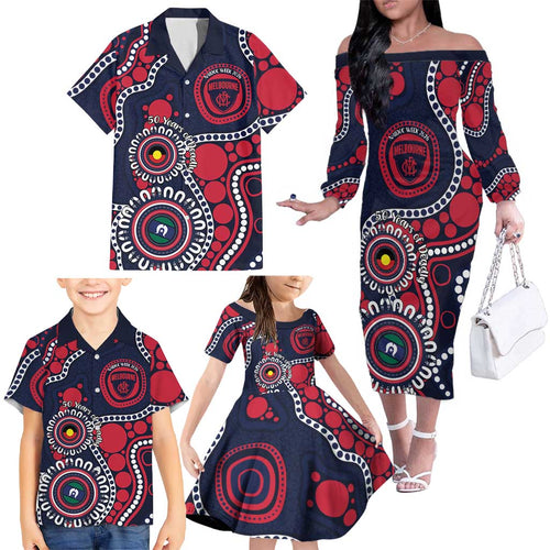 Melbourne NAIDOC Week 2026 Personalised Family Matching Off The Shoulder Long Sleeve Dress and Hawaiian Shirt 50 Years of Deadly Aboriginal Art