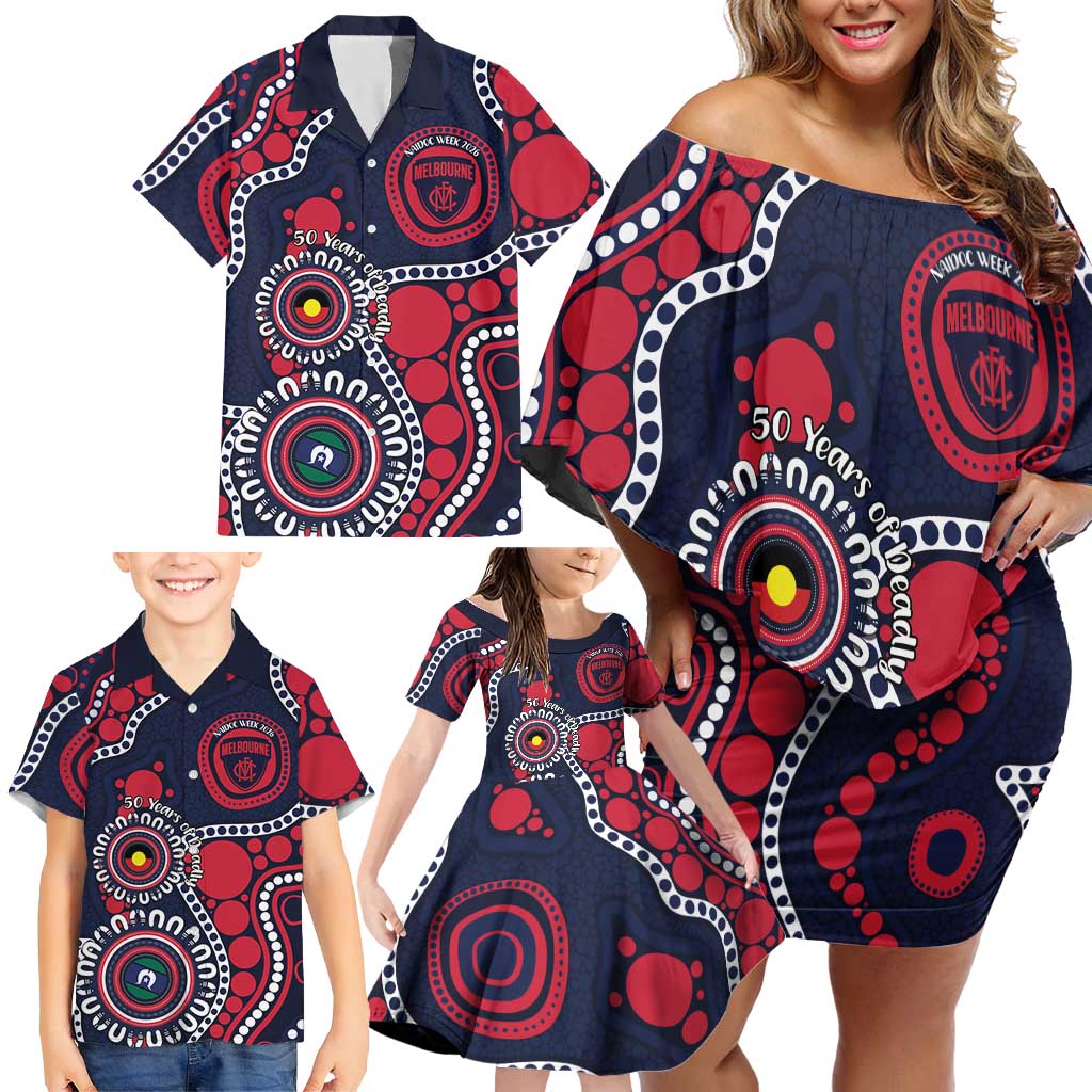 Melbourne NAIDOC Week 2026 Personalised Family Matching Off Shoulder Short Dress and Hawaiian Shirt 50 Years of Deadly Aboriginal Art