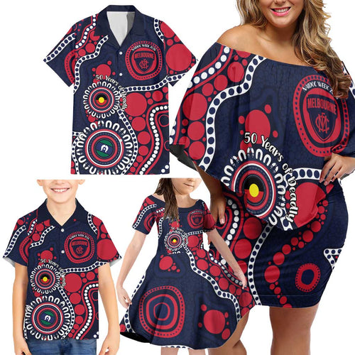 Melbourne NAIDOC Week 2026 Personalised Family Matching Off Shoulder Short Dress and Hawaiian Shirt 50 Years of Deadly Aboriginal Art