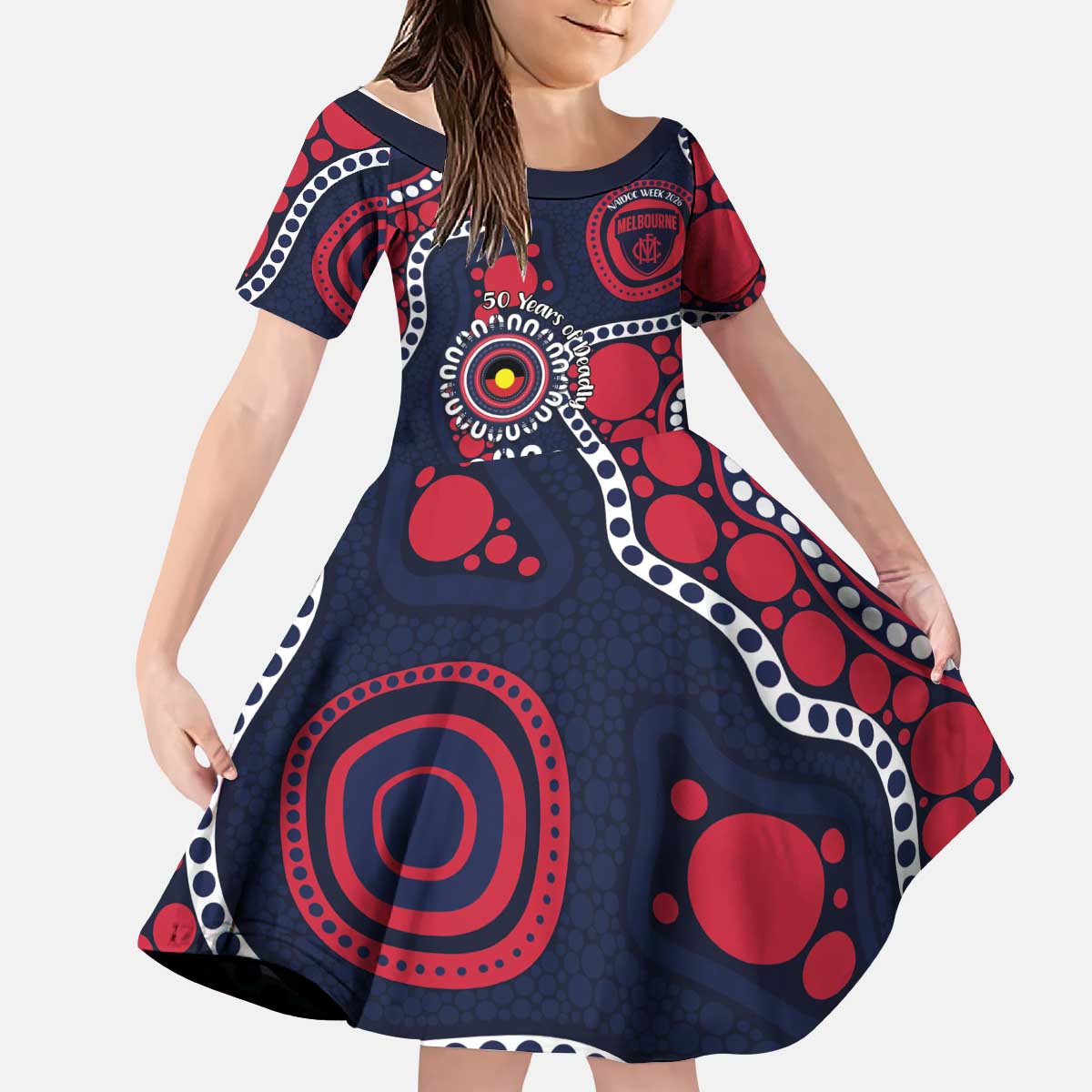 Melbourne NAIDOC Week 2026 Personalised Kid Short Sleeve Dress 50 Years of Deadly Aboriginal Art
