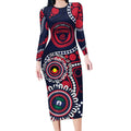Melbourne NAIDOC Week 2026 Personalised Long Sleeve Bodycon Dress 50 Years of Deadly Aboriginal Art