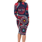 Melbourne NAIDOC Week 2026 Personalised Long Sleeve Bodycon Dress 50 Years of Deadly Aboriginal Art