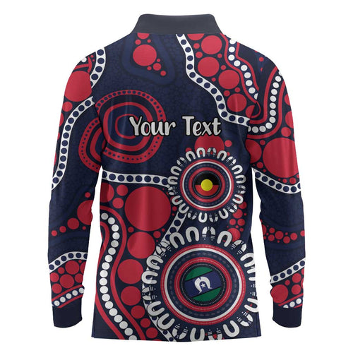 Melbourne NAIDOC Week 2026 Personalised Long Sleeve Polo Shirt 50 Years of Deadly Aboriginal Art