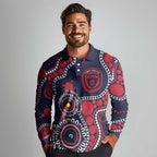 Melbourne NAIDOC Week 2026 Personalised Long Sleeve Polo Shirt 50 Years of Deadly Aboriginal Art