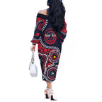 Melbourne NAIDOC Week 2026 Personalised Off The Shoulder Long Sleeve Dress 50 Years of Deadly Aboriginal Art