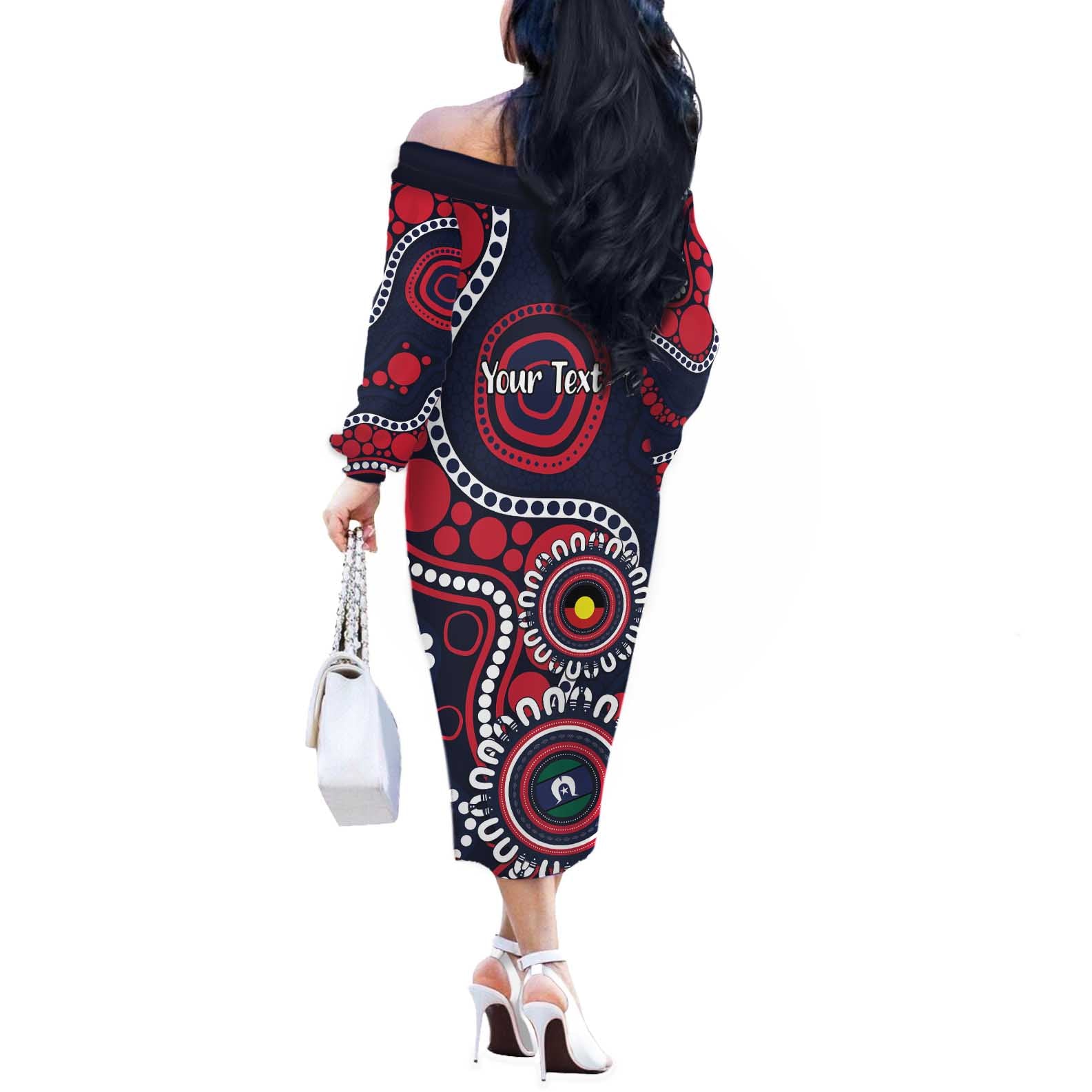 Melbourne NAIDOC Week 2026 Personalised Off The Shoulder Long Sleeve Dress 50 Years of Deadly Aboriginal Art