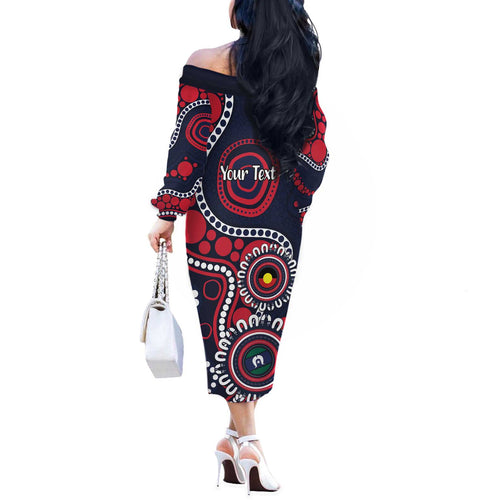 Melbourne NAIDOC Week 2026 Personalised Off The Shoulder Long Sleeve Dress 50 Years of Deadly Aboriginal Art