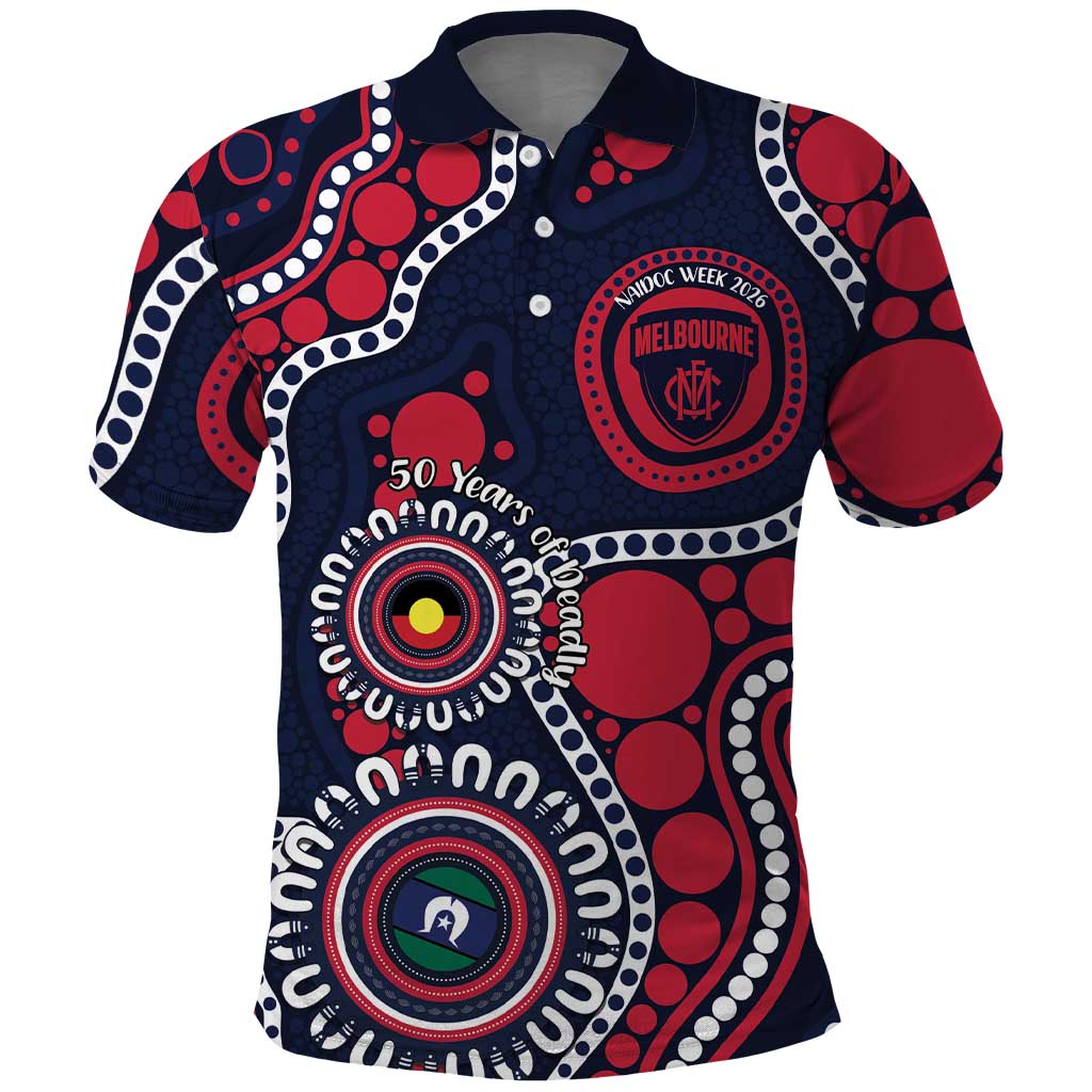 Melbourne NAIDOC Week 2026 Personalised Polo Shirt 50 Years of Deadly Aboriginal Art